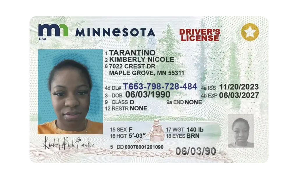 High Quality Minnesota Fake Driver's License Template Fully Editable PSD Template Front and Back