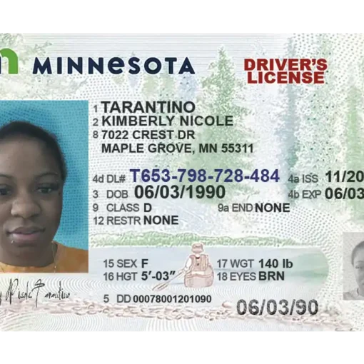 High Quality Minnesota Fake Driver's License Template Fully Editable PSD Template Front and Back